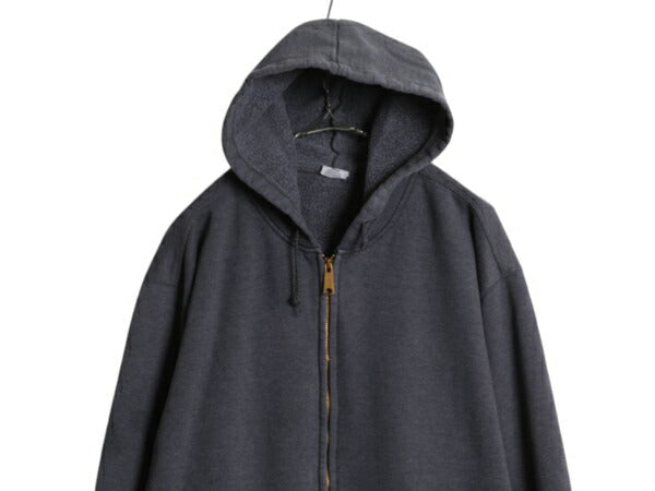 US企画 カーハート フルジップ スウェット フード パーカー メンズ 2XL / トレーナー 裏起毛 ジップアップ ワンポイント 大きいサイズ 灰