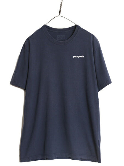 17年製 パタゴニア 両面 プリント 半袖 Tシャツ メンズ L / 古着 Patagonia アウトドア フィッツロイ P6 バックプリント ボックスロゴ 紺