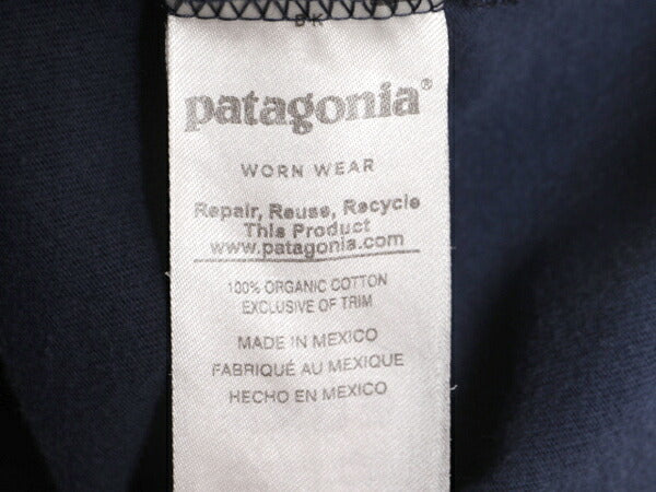17年製 パタゴニア 両面 プリント 半袖 Tシャツ メンズ L / 古着 Patagonia アウトドア フィッツロイ P6 バックプリント ボックスロゴ 紺