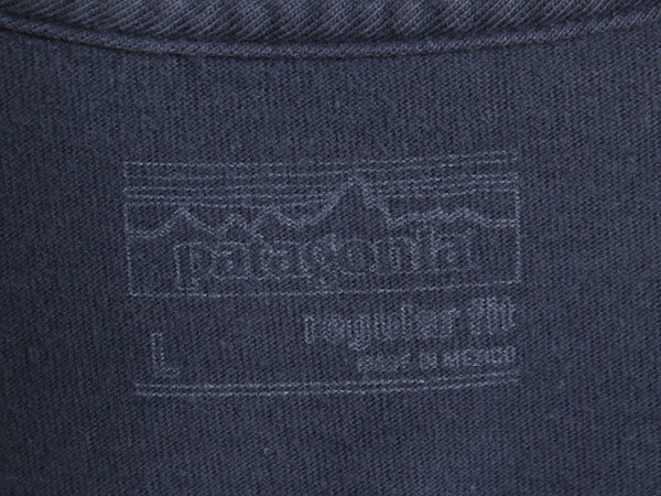 17年製 パタゴニア 両面 プリント 半袖 Tシャツ メンズ L / 古着 Patagonia アウトドア フィッツロイ P6 バックプリント ボックスロゴ 紺