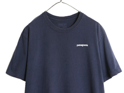 17年製 パタゴニア 両面 プリント 半袖 Tシャツ メンズ L / 古着 Patagonia アウトドア フィッツロイ P6 バックプリント ボックスロゴ 紺
