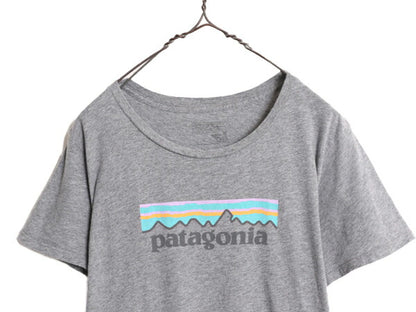 17年製 USA製 パタゴニア プリント 半袖 Tシャツ レディース L 古着 Patagonia アウトドア オーガニックコットン パステル フィッツロイ 灰