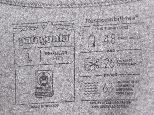 パタゴニア 両面 プリント 半袖 Tシャツ レディース L 古着 Patagonia フィッツロイ アウトドア グラフィック イラスト バックプリント 灰
