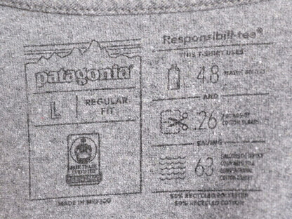 パタゴニア 両面 プリント 半袖 Tシャツ レディース L 古着 Patagonia フィッツロイ アウトドア グラフィック イラスト バックプリント 灰