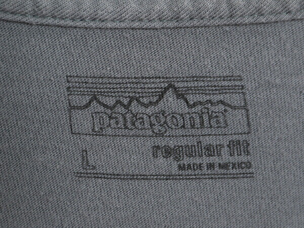 17年製 パタゴニア 両面 プリント 半袖 Tシャツ メンズ L / 古着 Patagonia アウトドア フィッツロイ P6 ボックスロゴ バックプリント 灰