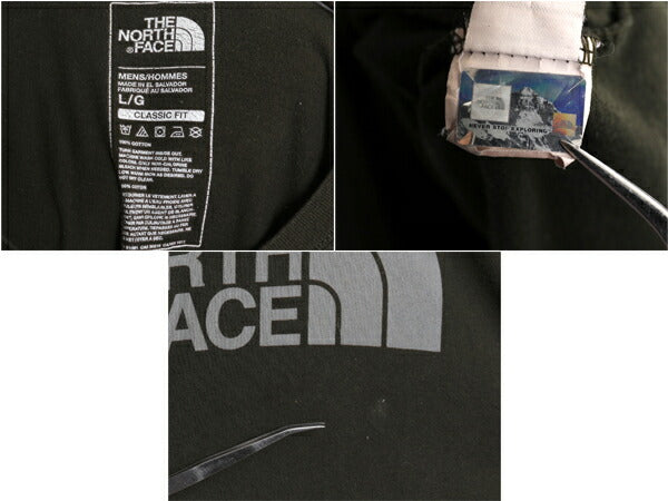 ノースフェイス プリント 長袖 Tシャツ メンズ L 古着 アウトドア ロンT ロングスリーブ クルーネック カットソー ワンポイント グリーン