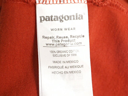 17年製 パタゴニア 両面 プリント 半袖 Tシャツ メンズ S 古着 Patagonia アウトドア P6 バックプリント オーガニック コットン テラコッタ