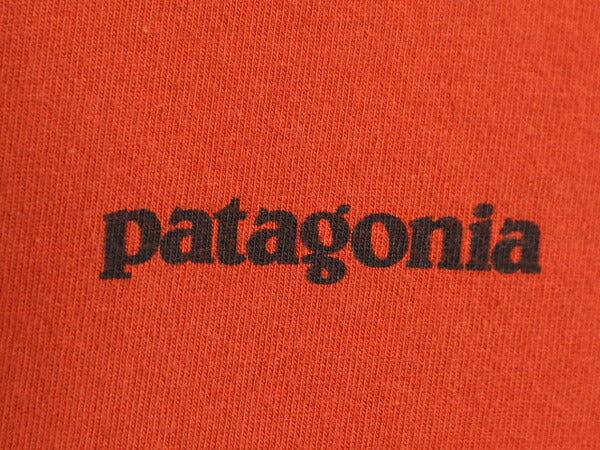 17年製 パタゴニア 両面 プリント 半袖 Tシャツ メンズ S 古着 Patagonia アウトドア P6 バックプリント オーガニック コットン テラコッタ