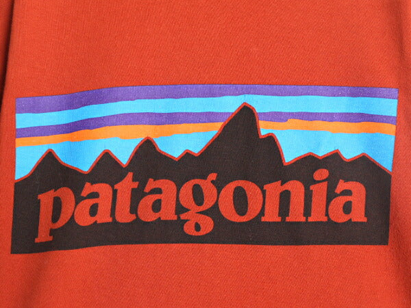 17年製 パタゴニア 両面 プリント 半袖 Tシャツ メンズ S 古着 Patagonia アウトドア P6 バックプリント オーガニック コットン テラコッタ