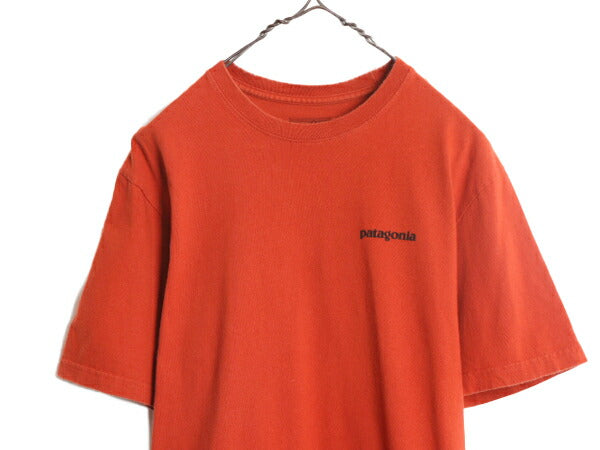 17年製 パタゴニア 両面 プリント 半袖 Tシャツ メンズ S 古着 Patagonia アウトドア P6 バックプリント オーガニック コットン テラコッタ