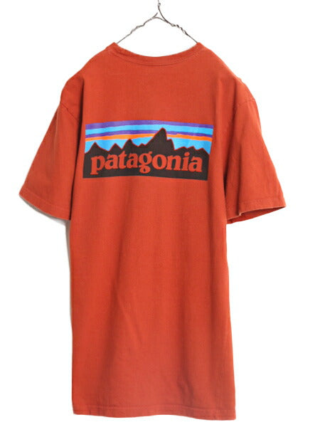 17年製 パタゴニア 両面 プリント 半袖 Tシャツ メンズ S 古着 Patagonia アウトドア P6 バックプリント オーガニック コットン テラコッタ