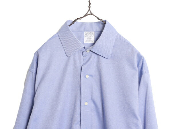 ブルックスブラザーズ 長袖 シャツ メンズ L / 古着 Brooks Brothers ワイシャツ ドレス ピマ コットン ノーアイロン ビジネス 無地 ブルー