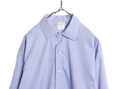 ブルックスブラザーズ 長袖 シャツ メンズ L / 古着 Brooks Brothers ワイシャツ ドレス ピマ コットン ノーアイロン ビジネス 無地 ブルー