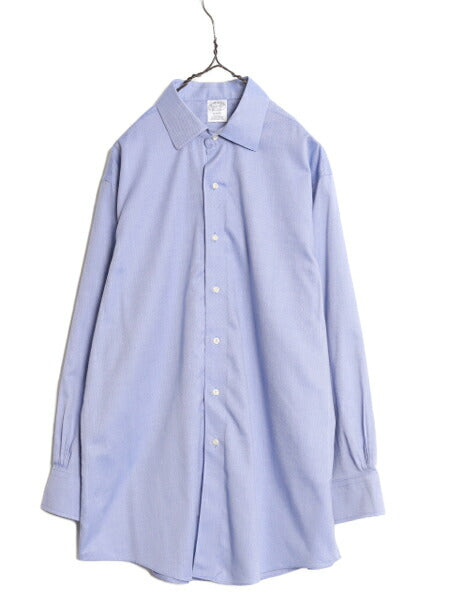 ブルックスブラザーズ 長袖 シャツ メンズ L / 古着 Brooks Brothers ワイシャツ ドレス ピマ コットン ノーアイロン ビジネス 無地 ブルー