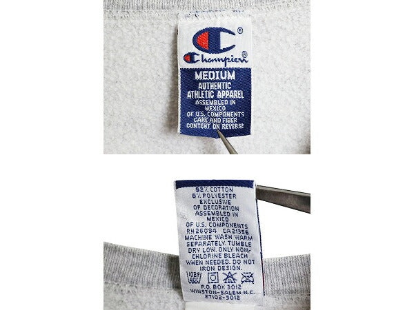 90s チャンピオン ワンポイント スウェット メンズ レディース М 古着 オールド Champion 裏起毛 トレーナー スクリプト ロゴ 刺繍 目付き