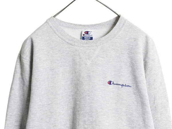 90s チャンピオン ワンポイント スウェット メンズ レディース М 古着 オールド Champion 裏起毛 トレーナー スクリプト ロゴ 刺繍 目付き