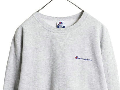 90s チャンピオン ワンポイント スウェット メンズ レディース М 古着 オールド Champion 裏起毛 トレーナー スクリプト ロゴ 刺繍 目付き