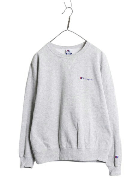 90s チャンピオン ワンポイント スウェット メンズ レディース М 古着 オールド Champion 裏起毛 トレーナー スクリプト ロゴ 刺繍 目付き