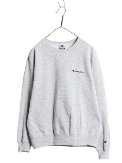 90s チャンピオン ワンポイント スウェット メンズ レディース М 古着 オールド Champion 裏起毛 トレーナー スクリプト ロゴ 刺繍 目付き