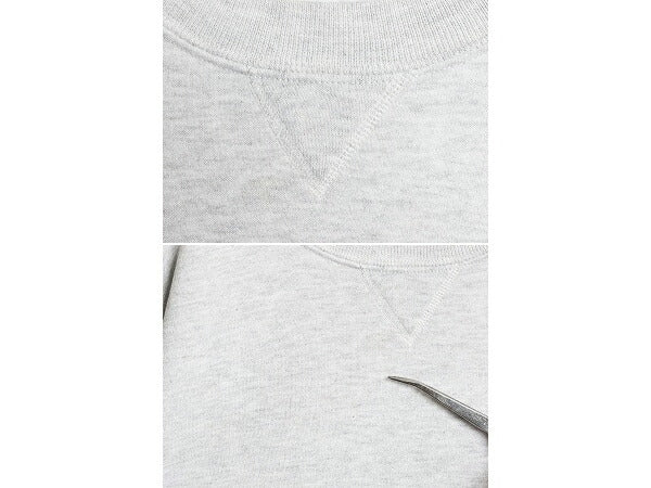 90s USA製 ラッセル カレッジ 刺繍 スウェット メンズ レディース M オールド RUSSELL トレーナー 裏起毛 前V クルーネック 霜降り グレー