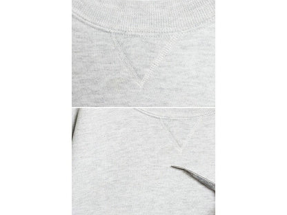 90s USA製 ラッセル カレッジ 刺繍 スウェット メンズ レディース M オールド RUSSELL トレーナー 裏起毛 前V クルーネック 霜降り グレー