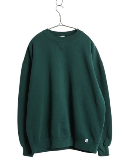 90s USA製 ラッセル 無地 スウェット メンズ レディース XL 古着 オールド RUSSELL ブランク トレーナー 前V 裏起毛 スエット 大きいサイズ