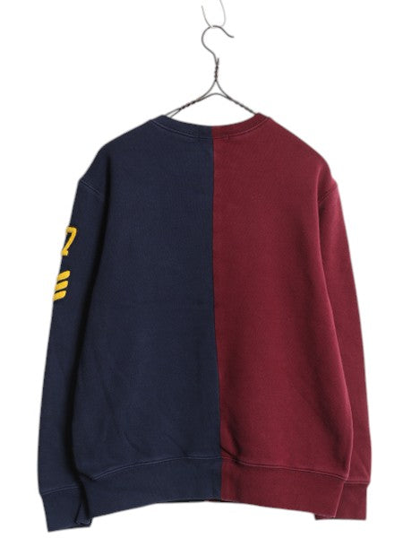 ポロ ラルフローレン サガラ ワッペン スウェット トレーナー キッズ L レディース XS / ウイングフット Pロゴ 裏起毛 ツートン トレーナー