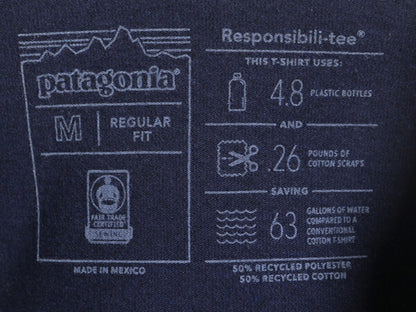 18年製 パタゴニア プリント 半袖 Tシャツ レディース М / Patagonia アウトドア グラフィック ステッカー レスポンシビリティー ネイビー