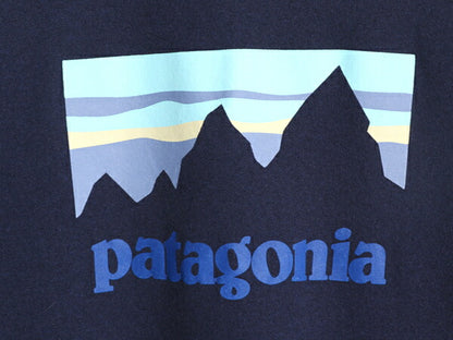 18年製 パタゴニア プリント 半袖 Tシャツ レディース М / Patagonia アウトドア グラフィック ステッカー レスポンシビリティー ネイビー