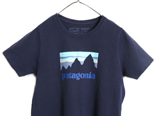 18年製 パタゴニア プリント 半袖 Tシャツ レディース М / Patagonia アウトドア グラフィック ステッカー レスポンシビリティー ネイビー