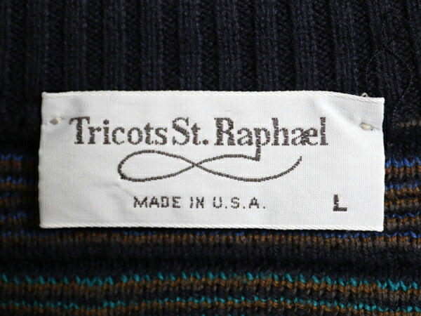 80s USA製 3D 立体編み デザイン ニット セーター メンズ L / ヴィンテージ 総柄 3Dニット クルーネック Tricots St.Raphael マルチカラー