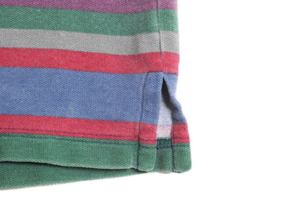 90s エディーバウアー ボーダー 鹿の子 ポロ シャツ メンズ M 古着 90年代 オールド Eddie Bauer 半袖シャツ ヘビーウェイト マルチカラー