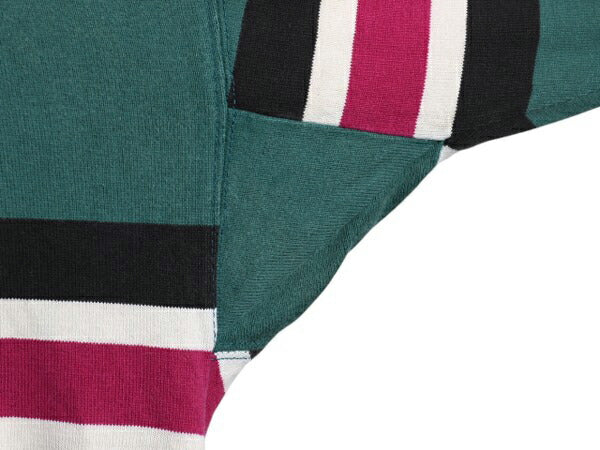 90s エディーバウアー モックネック ボーダー 長袖 Tシャツ メンズ XL 古着 オールド ロンT ラガーシャツ 素材 マルチカラー 大きいサイズ