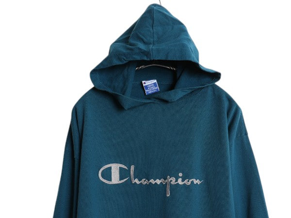 90s USA製 チャンピオン フード パーカー メンズ L 古着 オールド プルオーバー 長袖 Tシャツ ロンT ロゴT ヘビーウェイト スクリプト ロゴ