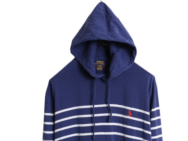 ポロ ラルフローレン ボーダー フード パーカー メンズ М 長袖 Tシャツ プルオーバー ロンT ワンポイント ロングTシャツ ツートン バスク