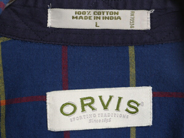 00s オービス チェック 半袖 ボタンダウン シャツ メンズ L / 古着 00年代 オールド ORVIS コットン 半袖シャツ ポケット付き マルチカラー
