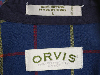00s オービス チェック 半袖 ボタンダウン シャツ メンズ L / 古着 00年代 オールド ORVIS コットン 半袖シャツ ポケット付き マルチカラー