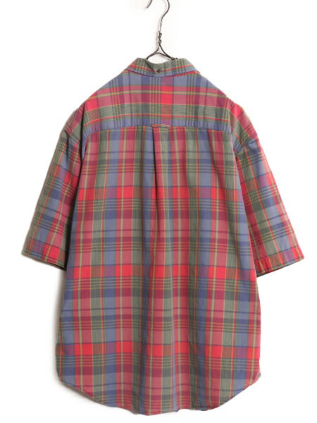 90s OLD GAP チェック 半袖 ボタンダウン シャツ メンズ XL / 90年代 オールド ギャップ 半袖シャツ 大きいサイズ マルチカラー BD 旧タグ