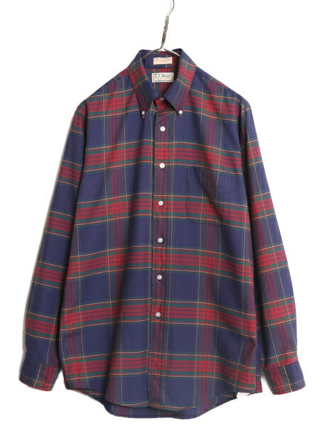 80s USA製 エルエルビーン チェック 長袖 ボタンダウン シャツ メンズ M / 80年代 LLBEAN ヴィテージ LLビーン BD 長袖シャツ マルチカラー