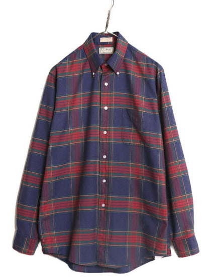80s USA製 エルエルビーン チェック 長袖 ボタンダウン シャツ メンズ M / 80年代 LLBEAN ヴィテージ LLビーン BD 長袖シャツ マルチカラー