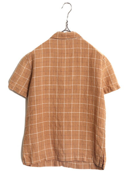 00s OLD GAP 100% リネン チェック 半袖 シャツ レディース М / 00年代オールド ギャップ 半袖シャツ ポケット付き マルチカラー ボックス