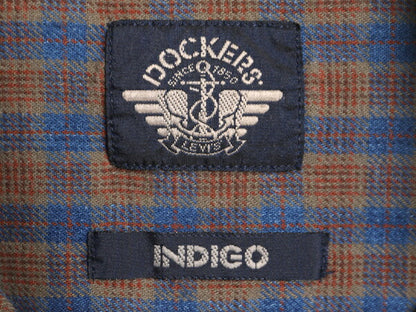 90s ドッカーズ リーバイス チェック 長袖 シャツ メンズ L 古着 90年代 オールド LEVIS DOCKERS ポケット付き マルチカラー 総柄シャツ