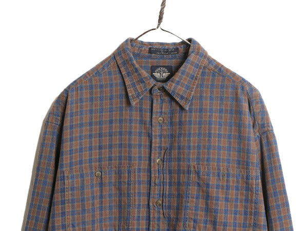 90s ドッカーズ リーバイス チェック 長袖 シャツ メンズ L 古着 90年代 オールド LEVIS DOCKERS ポケット付き マルチカラー 総柄シャツ