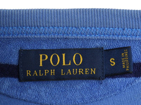 ポロ ラルフローレン ボーダー パイル 長袖 Tシャツ メンズ レディース S ロンT サーフ カットソー タオル生地 ワンポイント ツートン 起毛
