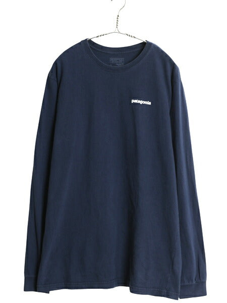 パタゴニア 両面 プリント 長袖 Tシャツ メンズ L 17年製 アウトドア ロンT ロングスリーブ P6 バックプリント ボックスロゴ カットソー 紺
