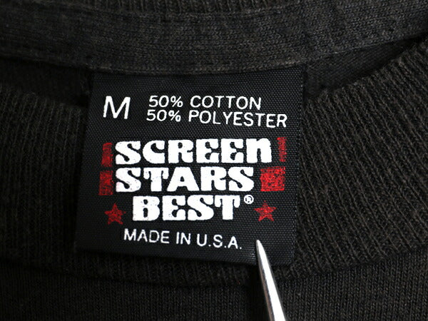 90s USA製 スクリーン スターズ 無地 半袖 Tシャツ メンズ М 黒 古着 オールド シングルステッチ カットソー トップス シンプル ブラック