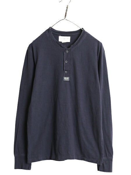デニム&サプライ ラルフローレン ヘンリーネック 長袖 Tシャツ メンズ М / 古着 ポロ ロンT カットソー シングルステッチ スラブ織り 無地