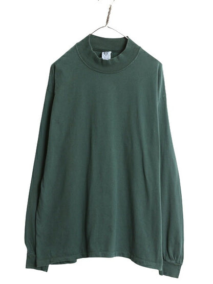 90s USA製 オールド ギャップ モックネック 長袖 Tシャツ メンズ L / オールド 無地 ロンT シングルステッチ ヘビーウェイト カットソー 緑