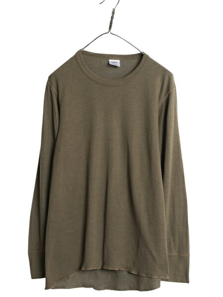 90s デュオフォールド 2レイヤー 長袖 Tシャツ メンズ M / オールド ロングTシャツ ロンT アンダーシャツ カットソー インナー 無地 カーキ