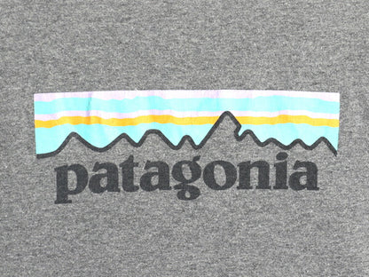 パタゴニア 両面 プリント 長袖 Tシャツ レディース М / 古着 19年製 アウトドア ロンT ロングスリーブ ロゴT P6 バックプリント グレー